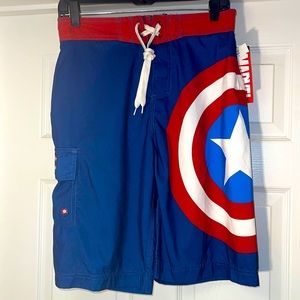 MARVEL Captain America Mens Swim Trunks💙❤️🤍